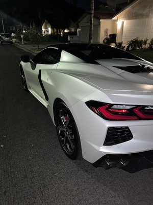 C8 Corvette Black to Matt Pearl White - Gloss black C8 Corvette came in for a complete make over. This c8 was wrapped in Matt Pearl White. The customer was very happy with the results. Call us to book your appointment with us to give your car a make over! C8 Corvette Black to Matt Pearl White - Gloss black C8 Corvette came in for a complete make over. This c8 was wrapped in Matt Pearl White. The customer was very happy with the results. Call us to book your appointment with us to give your car a make over!