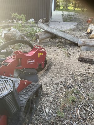 Tree services - On this job, the customer wanted four trees removed that was in close proximity of their house was worried about the trees, falling over and damaging their house or garage. Removed all the trees and ground the stumps out left the customer the wood so they could burn it. Tree services - On this job, the customer wanted four trees removed that was in close proximity of their house was worried about the trees, falling over and damaging their house or garage. Removed all the trees and ground the stumps out left the customer the wood so they could burn it.