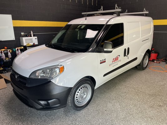 RAM Pro- Master City - This Ram came in for a full interior & exterior detail & Headlight restoration. Also repaired & repainted the wheels, replaced passenger side fender along with repairing & repainting the hood.