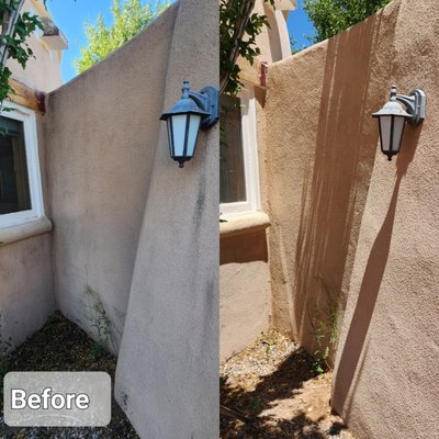 Stucco Washing - Here's a recent project we did where the customer had a combination of elastomeric paint and stucco. Soft washing can be a great method for cleaning elastomeric paint, as it involves using low-pressure water and specialized cleaning solutions. Soft washing is a gentler alternative to high-pressure washing and is generally safer for elastomeric paint surfaces. However, it's essential to follow proper techniques and precautions to avoid any potential damage. Here's how you can soft wash elastomeric paint: Stucco Washing - Here's a recent project we did where the customer had a combination of elastomeric paint and stucco. Soft washing can be a great method for cleaning elastomeric paint, as it involves using low-pressure water and specialized cleaning solutions. Soft washing is a gentler alternative to high-pressure washing and is generally safer for elastomeric paint surfaces. However, it's essential to follow proper techniques and precautions to avoid any potential damage. Here's how you can soft wash elastomeric paint: