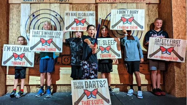 AXE LEAGUE, YOUTH, SUMMER - Age 8+ only - OK, it might seem far away, but ask us about it! Get your kids off their screens and into the sport of Axe throwing this summer with our Youth Summer Axe League! Our program offers a fun and safe environment for kids to learn the art of axe throwing while making new friends and staying active. Our experienced coaches will guide them every step of the way, ensuring a memorable and rewarding experience. Sign up now and give your child a summer they won't forget!

Getting Those Kids Off The Couch - Youth Axe Throwing Leagues Can Help!
Are you ready to take your axe throwing skills to the next level? Join our Youth Summer Axe League and compete against other talented young throwers in a fun and safe environment.  , you'll have the opportunity to improve your technique and strategy while making new friends and having a blast.