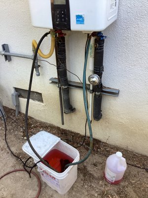 IMPORTANT NOTICE - Detail Cleaning Services and Descales - This jobs are what keep the units running flawlessly. A yearly descale can add 7-10 years to the life of a tankless heater especially because our local water is very hard, also it's something we can teach you how to do if you're handy. That being said a descale is ot a magic bullet, you need to have the heater detail cleaned every 4-6 years depending upon usage. (this work should only be performed by a trained tankless technician) IMPORTANT NOTICE - Detail Cleaning Services and Descales - This jobs are what keep the units running flawlessly. A yearly descale can add 7-10 years to the life of a tankless heater especially because our local water is very hard, also it's something we can teach you how to do if you're handy. That being said a descale is ot a magic bullet, you need to have the heater detail cleaned every 4-6 years depending upon usage. (this work should only be performed by a trained tankless technician)