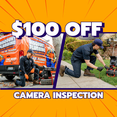 $100 OFF Camera Inspection - Save $100 on a camera inspection from experienced top-rated Burlingame plumbers. Limited-time offer. $100 OFF Camera Inspection - Save $100 on a camera inspection from experienced top-rated Burlingame plumbers. Limited-time offer.