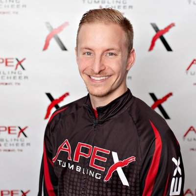 About Us! - Owner
Tyler Terrell, owner
3-time national champion in tumbling & trampoline
USA Gymnastics Certified Coach
former USA Gymnastics Judge
5-time Region All-Star
15-time State Champion
RETIRED Sr. Elite Athlete
favorite skill is a full-in full-out straight
Tyler won a GUINNESS World Record as well!
Tyler opened Apex Tumbling & Cheer on August 1st, 2011.
Equipment
Full-sized Olympic Spring Floor
3 Full-sized balance beams with proper safety matting
1 Uneven bar, 1 Kip Bar
1 AAI Vault table with vault runway
40-ft. Air Trak
80-ft. Rod floor
2 Double - Mini Trampolines
2 Full-Sized Olympic Competition Trampolines
40-ft. Tumble Trampoline
Spotting Belt for teaching double flips
Several back-handspring machines in various sizes
Preschool room with foam pit and obstacle courses
…and much more! About Us! - Owner
Tyler Terrell, owner
3-time national champion in tumbling & trampoline
USA Gymnastics Certified Coach
former USA Gymnastics Judge
5-time Region All-Star
15-time State Champion
RETIRED Sr. Elite Athlete
favorite skill is a full-in full-out straight
Tyler won a GUINNESS World Record as well!
Tyler opened Apex Tumbling & Cheer on August 1st, 2011.
Equipment
Full-sized Olympic Spring Floor
3 Full-sized balance beams with proper safety matting
1 Uneven bar, 1 Kip Bar
1 AAI Vault table with vault runway
40-ft. Air Trak
80-ft. Rod floor
2 Double - Mini Trampolines
2 Full-Sized Olympic Competition Trampolines
40-ft. Tumble Trampoline
Spotting Belt for teaching double flips
Several back-handspring machines in various sizes
Preschool room with foam pit and obstacle courses
…and much more!