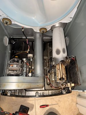 Dryer Repair - The issue was caused by a significant buildup of lint inside the dryer. The accumulated lint came into contact with the gas valve, resulting in a small fire inside the unit.
To resolve the issue, the technician completely disassembled the dryer and performed a thorough cleaning, removing all accumulated lint. After the cleaning, the dryer was tested and is now operating normally. No internal components were damaged, and the unit is safe to use. Dryer Repair - The issue was caused by a significant buildup of lint inside the dryer. The accumulated lint came into contact with the gas valve, resulting in a small fire inside the unit.
To resolve the issue, the technician completely disassembled the dryer and performed a thorough cleaning, removing all accumulated lint. After the cleaning, the dryer was tested and is now operating normally. No internal components were damaged, and the unit is safe to use.