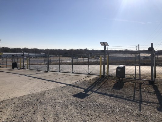 Kubota Sales slide Gates - This project was done at Stewart Martin Kubota Sales in Okmulgee, OK. Customer wanted to automate their chain-link cantilever slide gates! For this setup we added 2qty Liftmaster CSL24UL Slide Openers. There was no power at the gates so we went with a solar setup for each operator.
Now instead of employees having to push open these heavy slide gates every morning they can just hit a button when they come into work! Kubota Sales slide Gates - This project was done at Stewart Martin Kubota Sales in Okmulgee, OK. Customer wanted to automate their chain-link cantilever slide gates! For this setup we added 2qty Liftmaster CSL24UL Slide Openers. There was no power at the gates so we went with a solar setup for each operator.
Now instead of employees having to push open these heavy slide gates every morning they can just hit a button when they come into work!