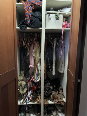 Small unconventional closet space - A small craftsman style house left the homeowners just making use of whatever closets they could, now everything has a home which makes it not only more aesthetically appealing but also easier to maintain. Small unconventional closet space - A small craftsman style house left the homeowners just making use of whatever closets they could, now everything has a home which makes it not only more aesthetically appealing but also easier to maintain.