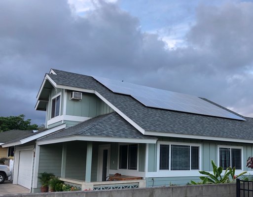 Family home powered by solar. - This family replaced old window ACs with efficient split AC and added a large PV system to reduce their bill from the utility from almost $500 per month to less than $40. Family home powered by solar. - This family replaced old window ACs with efficient split AC and added a large PV system to reduce their bill from the utility from almost $500 per month to less than $40.