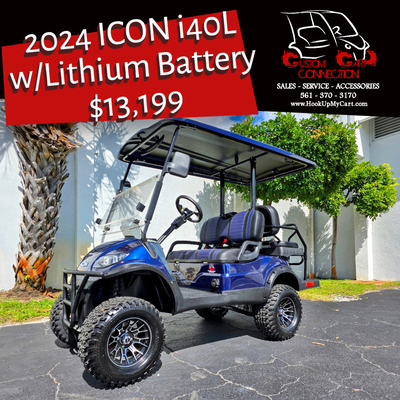 2024 ICON EV Golf Cart - Check out the new 2024 ICON models with lithium battery, digital displays, built in rear cooler & back-uo camera!