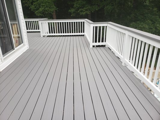 Deck staining/painting - We like to brighten decks with two color schemes. For the deck floor we are using color of client choice and for railings white color. It does make the deck looks really neat. It is our recommendation but of course it's up to the client if he/she chooses one color or more. Important is that painting deck protect decking boards and wood railings from decays.