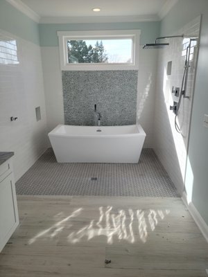 Bathroom remodel - New construction job featuring a zero entry with garden tub combo Bathroom remodel - New construction job featuring a zero entry with garden tub combo