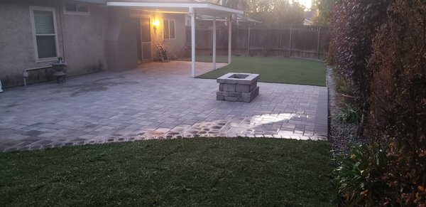 Pavers and fire pit and patio cover in San Dimas California - The back yard was in a bad shape, a lot of mud and drain problems we made a complete make over and the customer is very happy Pavers and fire pit and patio cover in San Dimas California - The back yard was in a bad shape, a lot of mud and drain problems we made a complete make over and the customer is very happy