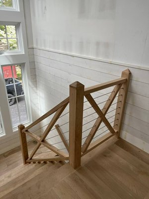 Oak Stair Railing with Cable System. - Custom oak railing with cable system installed in a modern coastal-style home.
Rubik Service Inc. completed full fabrication, precise fitting, and code-compliant installation.
Solid oak posts and rails were cut, sanded, and assembled on site to match existing flooring.
Stainless steel cables add a clean, open look while maintaining structural safety.
Perfect alignment of posts, angles, and tensioned cables ensures long-term durability and zero movement.
Servicing NYC and Long Island — licensed & insured stair and railing contractor. Oak Stair Railing with Cable System. - Custom oak railing with cable system installed in a modern coastal-style home.
Rubik Service Inc. completed full fabrication, precise fitting, and code-compliant installation.
Solid oak posts and rails were cut, sanded, and assembled on site to match existing flooring.
Stainless steel cables add a clean, open look while maintaining structural safety.
Perfect alignment of posts, angles, and tensioned cables ensures long-term durability and zero movement.
Servicing NYC and Long Island — licensed & insured stair and railing contractor.