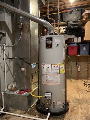 50 Gallon Water Heater Installation - Installation of Bradford White 50 gallon high recovery water heater with mixing valve. 50 Gallon Water Heater Installation - Installation of Bradford White 50 gallon high recovery water heater with mixing valve.