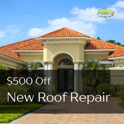 $500 Off New Roof Repair - Got a leak or damaged shingles? Get $500 off professional roof repair services from AABCO Roofing. Our experienced team quickly diagnoses and fixes issues, preventing further damage and extending your roof's lifespan. Restore your roof's integrity and protect your home without breaking the bank.