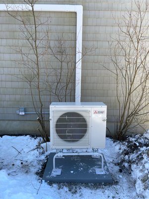Mitsubishi Mini-split System Installation - Long Valley, NJ homeowner had comfort issues in her home along with not having air conditioning. She had us install a two-head Mitsubishi mini-split system to provide her with air conditioning and as a secondary heating system. This installation was done with zero damage to the home. Mitsubishi Mini-split System Installation - Long Valley, NJ homeowner had comfort issues in her home along with not having air conditioning. She had us install a two-head Mitsubishi mini-split system to provide her with air conditioning and as a secondary heating system. This installation was done with zero damage to the home.