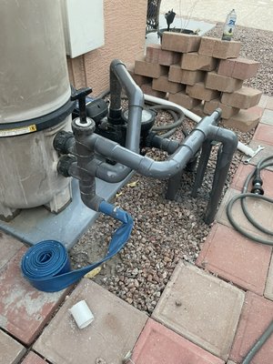 Leaking PVC Replumb - This was a replumb of pool equipment pvc that started with a small drip and got progressively worse