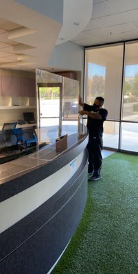 25' long custom screen guard - This 25' long screen was custom made for a dental office in San jose. We come and measure with a quick turnaround time of 2 business days. 25' long custom screen guard - This 25' long screen was custom made for a dental office in San jose. We come and measure with a quick turnaround time of 2 business days.