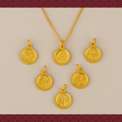 Mini Zodiac Pendants - Mini Zodiac Pendants Collection made with 24K gold and comes with our 24K box chain. Mini Zodiac Pendants - Mini Zodiac Pendants Collection made with 24K gold and comes with our 24K box chain.
