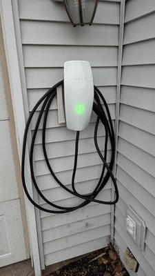 Tesla Charger Install - We installed this Tesla charger.  We wired it into the main panel and configured it for the customer including adding it to the customer's wifi.

Because we have the skills to modify the siding, we added the proper vinyl siding mounting block.  This is something most electricians won't offer.