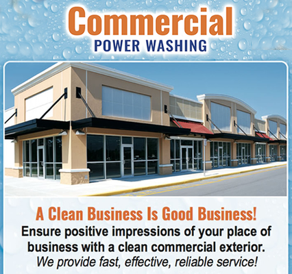 Commercial Businesses - We will come out and power wash your sidewalks, parking lot and/or parking garage. Clean the exterior walls so that you can get that clean bright feeling. Make your business shine with our mold and algae removal. Customers love to walk into a beautiful store that is clean. We take care of the walk from the customer's car to your doorstep. Call us today for a quote and ongoing service.