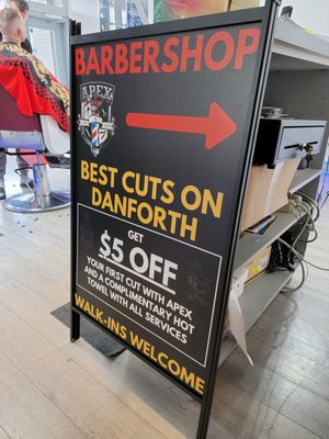 Printed Signage for Local Barber Shop - Newer barber shop located in a prime spot on the Danforth. This will be sure to bring the foot traffic! Printed Signage for Local Barber Shop - Newer barber shop located in a prime spot on the Danforth. This will be sure to bring the foot traffic!