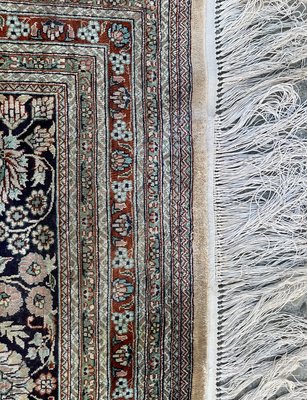 Fringe and pile reweaving of silk Indian rug. - Fringe and pile reweaving of Silk Indian rug. Fringe and pile reweaving of silk Indian rug. - Fringe and pile reweaving of Silk Indian rug.