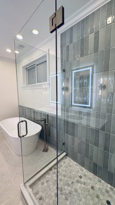 Master bathroom complete remodel Lincoln Park - After having to completely demolish this bathroom, we based the work on the design we had already created; here are the results, showcasing the materials and workmanship. Master bathroom complete remodel Lincoln Park - After having to completely demolish this bathroom, we based the work on the design we had already created; here are the results, showcasing the materials and workmanship.