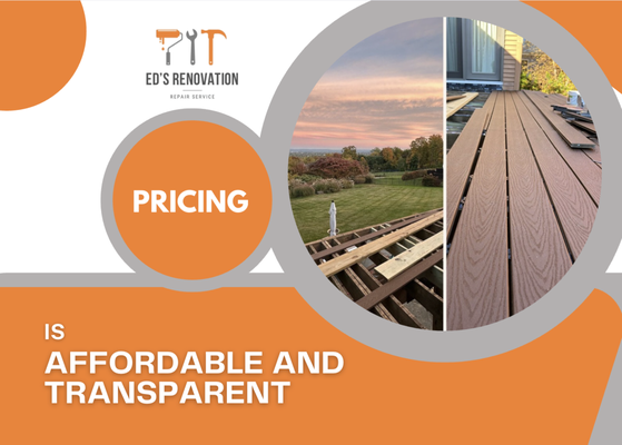 Affordable Pricing - At Ed’s Renovation, we believe that quality home improvement should be within reach for every homeowner. That’s why we offer affordable pricing without compromising on craftsmanship or materials. Whether it’s a small handyman repair or a full kitchen remodel, we provide transparent estimates, fair rates, and cost-effective solutions tailored to your budget. Our goal is to deliver lasting results that add value to your home — without unexpected costs. Proudly serving West Springfield with honest, budget-friendly renovation services.