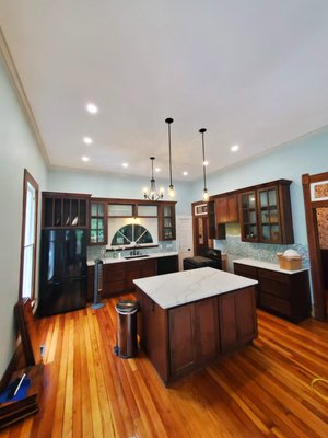 kitchen remodel on old home - Kitchen remodel on an 80 year old home. Added new lighting,outlets for appliances and power to an island.