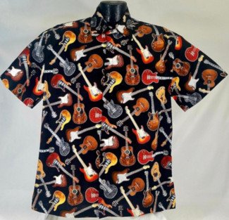 Music and Guitar Hawaiian Shirts - Our signature collection of music, jazz, instruments, and guitar Hawaiian shirts.
 Inspired by American music culture and deeply rooted in our love of music and our decades of exhibiting at music festivals and events.