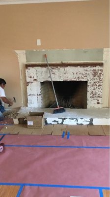 Fireplace Update 2020 - The client requested we do a bullnose edge. We were able to accomplish this with a special wet saw blade.