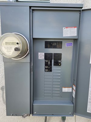 Electric upgrades - We upgraded a 100 amp panel to a 200 amp panel and installed a 240 V 50 amp receptacle for an EV charger.