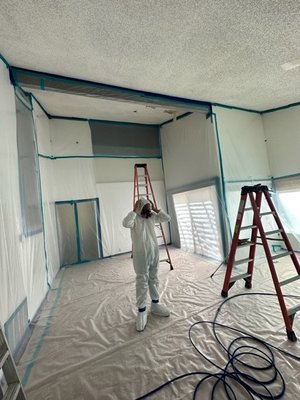 Asbestos Acoustic Scrape - Acoustic in older homes almost always contain asbestos and not to mention it isn't a pretty finish. We do scraping of the texture throughout Southern CA