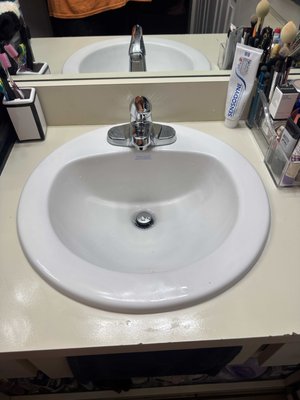 Bathroom Sink Replacement - We've just completed a bathroom sink replacement, and we're thrilled with the results! Leaving our client with a beautiful and functional new sink. Need your sink replaced? Contact us today for top-notch plumbing services!