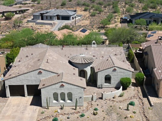 Tile Underlayment Replacement - We recently wrapped up this underlayment replacement in Phoenix. After detaching the tiles and removing the old underlayment, our team installed new CMI SecureGrip Ice & Water Shield across the entire roofing, providing our homeowner with a 20-year material warranty. Once that's installed, we reset the existing tile, resulting in a beautiful, leak-proof roof. Tile Underlayment Replacement - We recently wrapped up this underlayment replacement in Phoenix. After detaching the tiles and removing the old underlayment, our team installed new CMI SecureGrip Ice & Water Shield across the entire roofing, providing our homeowner with a 20-year material warranty. Once that's installed, we reset the existing tile, resulting in a beautiful, leak-proof roof.