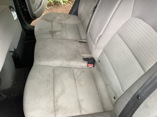 Full shampoo, stain removal and odor removal - We had a Kia Sorento come in with lots of dog hair and badly stained seats, it had an unpleasant smell also, but we got that all taken care of with our “full interior” package ! Full shampoo, stain removal and odor removal - We had a Kia Sorento come in with lots of dog hair and badly stained seats, it had an unpleasant smell also, but we got that all taken care of with our “full interior” package !