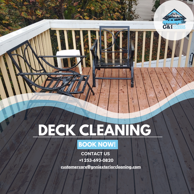 Deck Cleaning - A clean deck can completely change the way your outdoor space feels. Over time, dirt, algae, mildew, and fallen leaves can leave your deck looking dull, slippery, and neglected. That's exactly what happened here.

We gave this deck a thorough professional cleaning, removing built-up grime and bringing back the natural look of the wood. It's always rewarding to see an outdoor space go from weathered and dirty to fresh, clean, and ready to enjoy again. Whether it's relaxing with your morning coffee, hosting a barbecue, or spending time with family, a clean deck makes every moment outside a little better.

At G&I Exterior Cleaning, we take pride in helping homeowners protect their investment while improving their home's curb appeal with safe, effective deck cleaning and pressure washing services. If your deck has lost its original look, we'd be happy to help bring it back to life.

Thinking about cleaning your deck? Contact G&I Exterior Cleaning today for a free quote, we'd love to help you enjoy your outdoor space again.