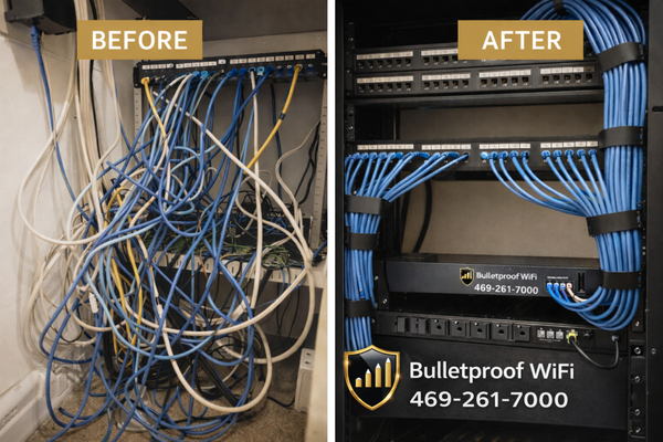 Network Cabling Cleanup - This small business network closet was a nightmare to maintain. After professional rework and labeling, problems are reduced—and when they happen, they’re fixed fast. Network Cabling Cleanup - This small business network closet was a nightmare to maintain. After professional rework and labeling, problems are reduced—and when they happen, they’re fixed fast.