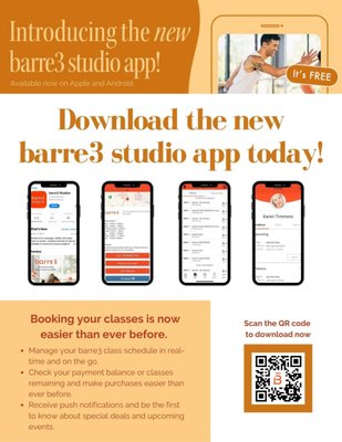 Book Your Class on our barre3 app - It's easy to book class. Just download our barre3 studios app and select the St. Charles location. Scan the QR code today!