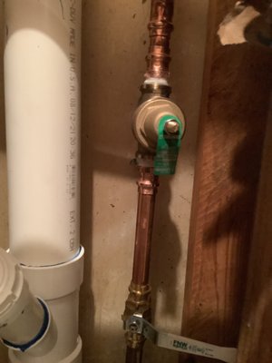 Run New Gas Line to New Gas Stove - Our customer wished to install a new gas stove where an electric one was originally. We came out to provide him with a free estimate and he accepted our proposal. On the scheduled day of install we began by turning off the gas to the house and disconnecting the black iron pipe from furnace to the hot water heater. We installed a 1/2 inch tee, reconnected the furnace and hot water heater and cut the ceiling downstairs in basement area in order to access the hole we had to drill on 2nd level where stove will be installed. We multiple feet of 1/2 inch track pipe flex line from the basement to the upper level on the 2nd floor where the stove was to be installed. We installed face plates, a track pipe with a gas cut off valve, a gas cut off valve in basement area at tee and hooked up the gas flex line to customer supplied gas stove. Finally, we turned the gas back on to check for leaks. Run New Gas Line to New Gas Stove - Our customer wished to install a new gas stove where an electric one was originally. We came out to provide him with a free estimate and he accepted our proposal. On the scheduled day of install we began by turning off the gas to the house and disconnecting the black iron pipe from furnace to the hot water heater. We installed a 1/2 inch tee, reconnected the furnace and hot water heater and cut the ceiling downstairs in basement area in order to access the hole we had to drill on 2nd level where stove will be installed. We multiple feet of 1/2 inch track pipe flex line from the basement to the upper level on the 2nd floor where the stove was to be installed. We installed face plates, a track pipe with a gas cut off valve, a gas cut off valve in basement area at tee and hooked up the gas flex line to customer supplied gas stove. Finally, we turned the gas back on to check for leaks.
