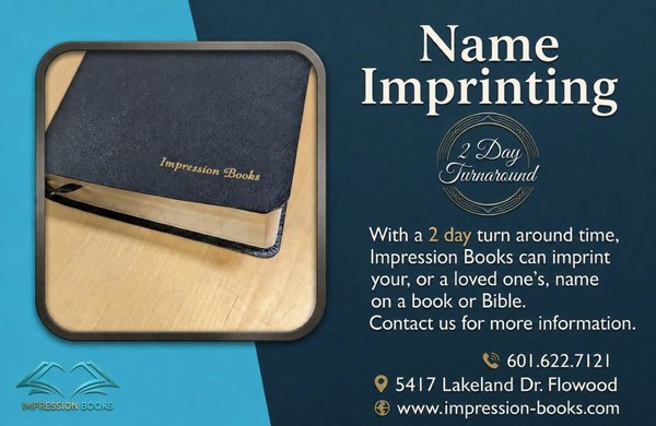 Personalized Bibles - Name Imprinting Services - Transform your Bible into something truly unique with our personalization service. Select from a wide range of beautiful colors and font styles, and we will customize it just for you with a fast 2-day turnaround. Whether you are gifting it to someone special or creating a keepsake for yourself, let us help you make it unforgettable. Personalized Bibles - Name Imprinting Services - Transform your Bible into something truly unique with our personalization service. Select from a wide range of beautiful colors and font styles, and we will customize it just for you with a fast 2-day turnaround. Whether you are gifting it to someone special or creating a keepsake for yourself, let us help you make it unforgettable.