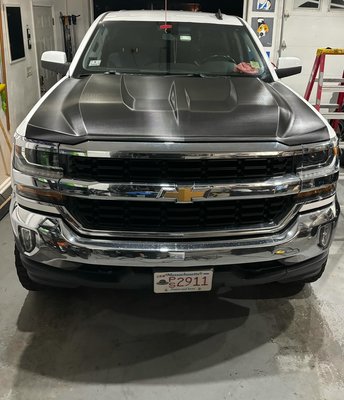 Chevy Silverado Carbon Fiber Hood Wrap - 2018 Chevy Silverado in for a partial wrap with carbon fiber on the hood!