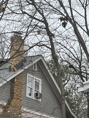Chimney repair - This chimney hasn’t been operated for a couple years due to debris inside. We added a liner, damper and took care of all the masonry repairs. Chimney repair - This chimney hasn’t been operated for a couple years due to debris inside. We added a liner, damper and took care of all the masonry repairs.