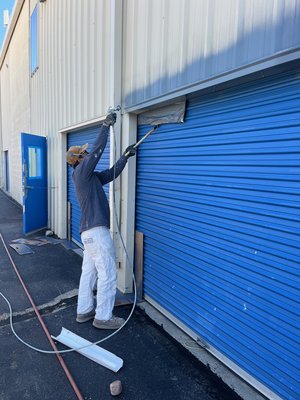 Stor N Lock Warehouse Exterior - We recently painted the Stor N Lock warehouse, applying a precise two-tone finish with a laser-leveled dividing line for a clean, professional look. Careful prep work ensured smooth adhesion, and the coatings were applied evenly for durability. The laser-guided line kept the transition sharp and consistent across the entire building. Every detail mattered, from masking to final touch-ups, to ensure a high-quality result that will stand up to time and weather.