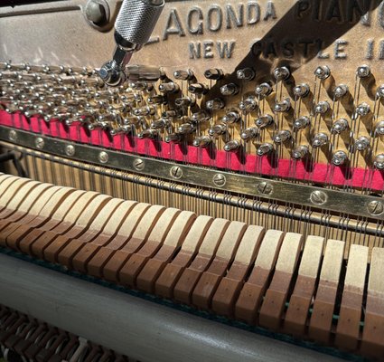 1920 Lagonda Partial Rebuild (all strings, tuning pins, felts, hammer reshaping) - A century-old (1920) Lagonda upright piano partial rebuild - new tuning pins, new strings (bass and treble), reshaped hammers, and regulation. 1920 Lagonda Partial Rebuild (all strings, tuning pins, felts, hammer reshaping) - A century-old (1920) Lagonda upright piano partial rebuild - new tuning pins, new strings (bass and treble), reshaped hammers, and regulation.
