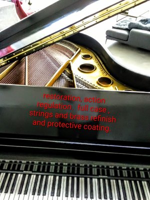 a few of the pianos I detailed tuned and restored - I have been working and tuning pianos for 20 years.  I was chose. out of 6 people world wide to be sponsored to train in Steinway factory in Queens New York,  at 23 years old. I graduated Yamaha Pianos Little Red school house and their Disklavier player school . I'm certified installing and servicing pianodisc , QRS players.  I'm passionate in what I do and am proud to bad say I have so.e of my original clients for over 2 decades . give us a try and if you aren't satisfied you dont pay .