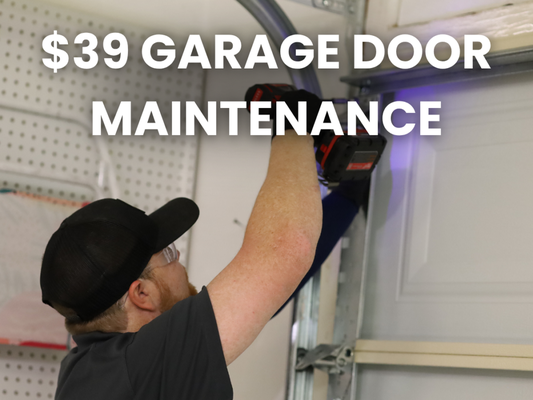 $39 Garage Door Maintenance - For a limited time, get our comprehensive annual maintenance for just $39 per door (normally $89). This includes a full tune-up, lubrication, balancing, and a 26-point safety inspection to keep your garage door running smoothly and safely. $39 Garage Door Maintenance - For a limited time, get our comprehensive annual maintenance for just $39 per door (normally $89). This includes a full tune-up, lubrication, balancing, and a 26-point safety inspection to keep your garage door running smoothly and safely.