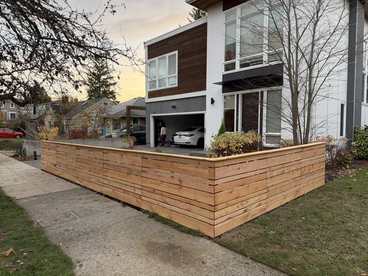 Horizontal Style Fence - This is a Horizontal style Cedar Fence we did for a Customer in Seattle. This Fence is 3.5ft tall. We used Pressure Treated Lumber and Cedar Fence Boards