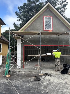 Stucco Garage Adition - Owner added an additional garage to his house and it required a stucco application system and stucco mounding. we matched his existing stucco color and textured for a seamless finish. Stucco Garage Adition - Owner added an additional garage to his house and it required a stucco application system and stucco mounding. we matched his existing stucco color and textured for a seamless finish.